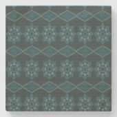 Türkisblaue Blätter Octagon und Diagonal Steinuntersetzer (Vorderseite)