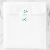 "Türkisblaue Blätter Runder Aufkleber (Tasche)