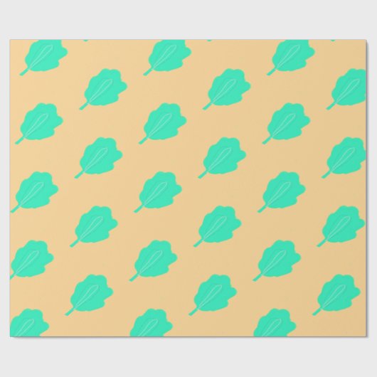 Türkisblaue Blätter Serie Design Wrapping Paper Geschenkpapier (Flach)