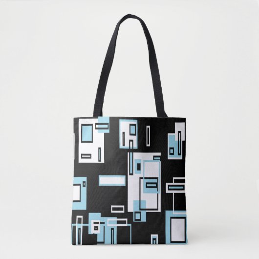 Türkisblaue Blöcke Funky Tote Bag Tasche (Vorderseite)