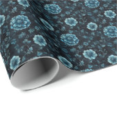 Türkisblaue Blume Geschenkpapier (Rolleneckpunkt)