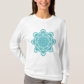Türkisblaue Blume Mandala Long Sleeve T-Shirt (Vorderseite)