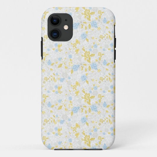 Türkisblaue Blume Nahtloses Muster Case-Mate iPhone Hülle (Rückseite)