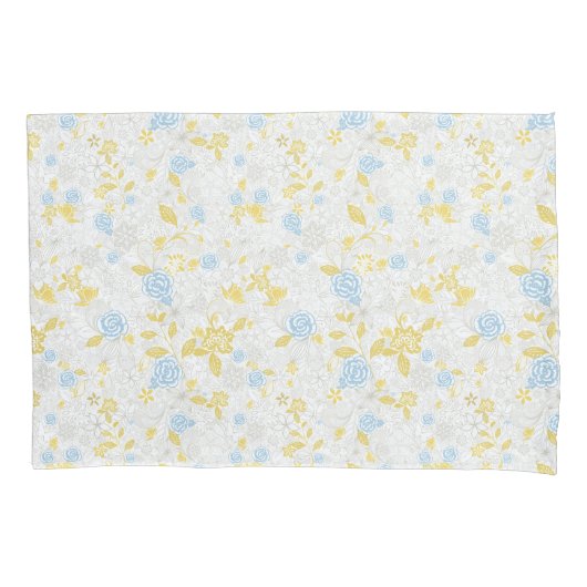 Türkisblaue Blume Nahtloses Muster Kissenbezug (Vorderseite)