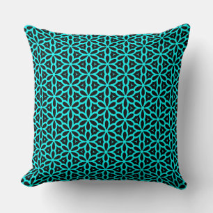 Türkisblaue Blume Pattern Sitzkissen Kissen
