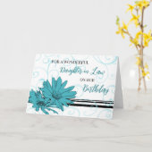 Türkisblaue Blume Tochter im Juryrecht Geburtstag Karte (Gelbe Blume)