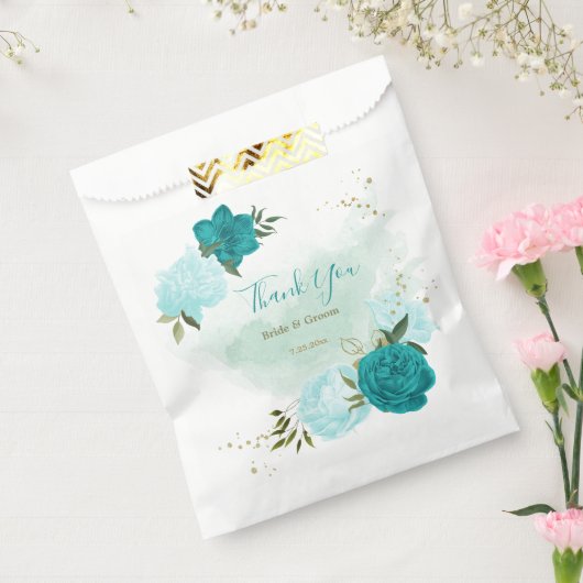 Türkisblaue Blumen Hochzeit Geschenktütchen (Versiegelt)