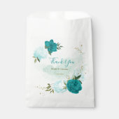 Türkisblaue Blumen Hochzeit Geschenktütchen (Vorderseite)