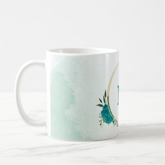 Türkisblaue Blumen Kaffeetasse (Links)