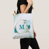 Türkisblaue Blumen Tasche (Von Nahem)