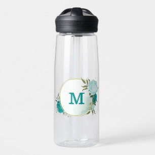 Türkisblaue Blumen Trinkflasche