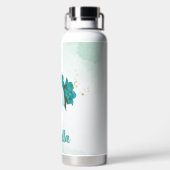 Türkisblaue Blumen Trinkflasche (Rückseite)