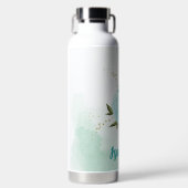 Türkisblaue Blumen Trinkflasche (Vorderseite)