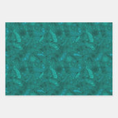 Türkisblaue Blumendoodles auf grün Geschenkpapier Set (Vorderseite 3)