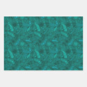 Türkisblaue Blumendoodles auf grün Geschenkpapier Set (Vorderseite)