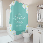 Türkisblaue Blütendusche Blume Duschvorhang (Beispiel)