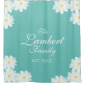 Türkisblaue Blütendusche Blume Duschvorhang (Vorderseite)