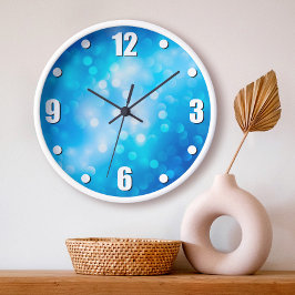Türkisblaue Bokeh-Ombre-Abstrakte Punkte einfach Große Wanduhr