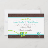 Türkisblaue, braune Schnalle Save the Date Karte (Rückseite)