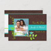 Türkisblaue, braune Schnalle Save the Date Karte (Vorne/Hinten)