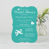 Türkisblaue Brautdusche mit Chic Türkis Einladung (Stehend Vorderseite)