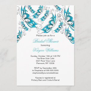 Türkisblaue Butterfliegen Bridal Dusche Einladung