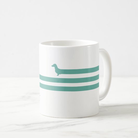 Türkisblaue Dackel Tasse (VorderseiteRechts)