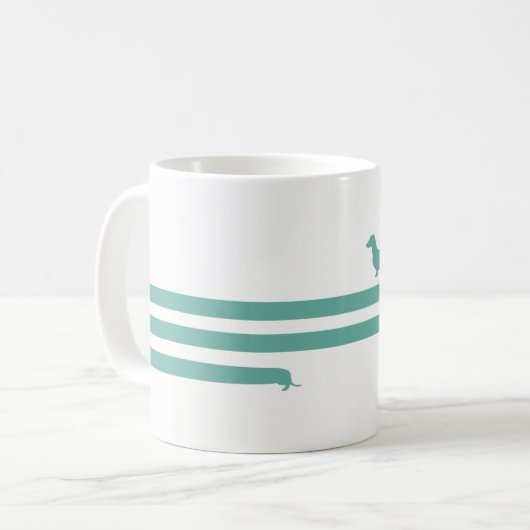 Türkisblaue Dackel Tasse (Vorderseite Links)