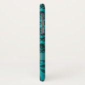 Türkisblaue Damasken mit metallischem Akzent Case-Mate iPhone Hülle (Hinten/Links)