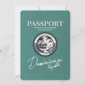 Türkisblaue Dominikanische Republik Pass Wedding Einladung (Rückseite)