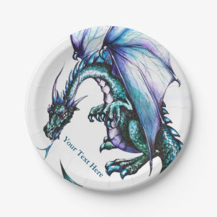 Türkisblaue Dragon-Party-Papierprodukte Pappteller