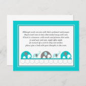 Türkisblaue Elefanten Beipackzettel Babydusche Einladungspostkarte (Vorne/Hinten)