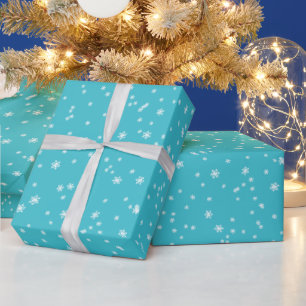 Türkisblaue elegante Winter-Schneeflocken Geschenkpapier