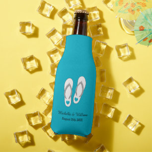 Türkisblaue Flip Flops Strand Hochzeitsflasche Küh Flaschenkühler