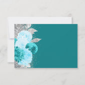 Türkisblaue Flora RSVP Karte (Rückseite)