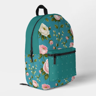Türkisblaue Floral Cut & Sew Bag - Stilvoller Ruck Bedruckter Rucksack