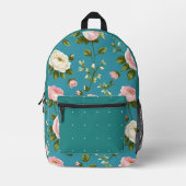 Türkisblaue Floral Cut & Sew Bag - Stilvoller Ruck Bedruckter Rucksack (Vorderseite)