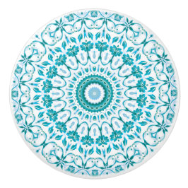 Türkisblaue florale Mandala Keramikknauf