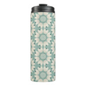 Türkisblaue Frühlingsblumen Thermosbecher (Vorderseite)