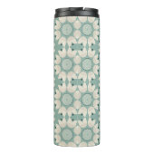 Türkisblaue Frühlingsblumen Thermosbecher (Rückseite)
