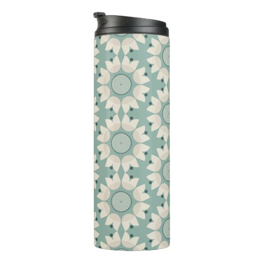 Türkisblaue Frühlingsblumen Thermosbecher (Nach rechts gedreht)