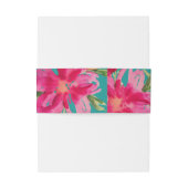 Türkisblaue Fuchsia Floral Wasserfarbe Hochzeit Einladungsbanderole (Rückseitenbeispiel)
