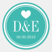 Türkisblaue Gastgeschenk Hochzeit Runder Aufkleber (Vorderseite)