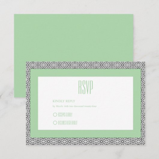 Türkisblaue geometrische Hochzeit RSVP Karte (Vorne/Hinten)