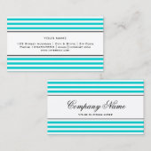 Türkisblaue gestreifte Visitenkartenvorlage Visitenkarte (Vorne/Hinten)