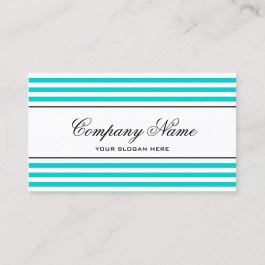Türkisblaue gestreifte Visitenkartenvorlage Visitenkarte (Rückseite)