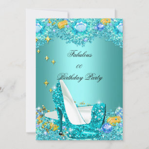 Türkisblaue Glitzer High Heels Fabelhafte Party Einladung