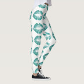 Türkisblaue Glitzer Lippen #2 Leggings (Rechts)
