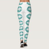 Türkisblaue Glitzer Lippen #2 Leggings (Rückseite)