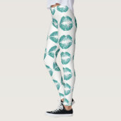 Türkisblaue Glitzer Lippen #2 Leggings (Links)